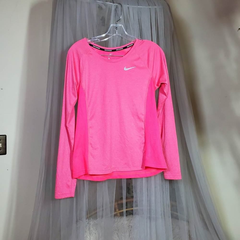 Nike Running Dri-FIT Pink Barbiecore Performance Shirt Activewear Size M Workout